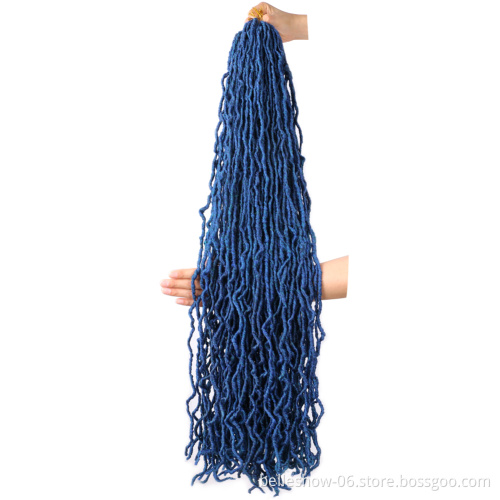 Xin Si wholesale 36 inch  gypsy wavy soft red crochet faux locs crochet with wrapping hair curly end
